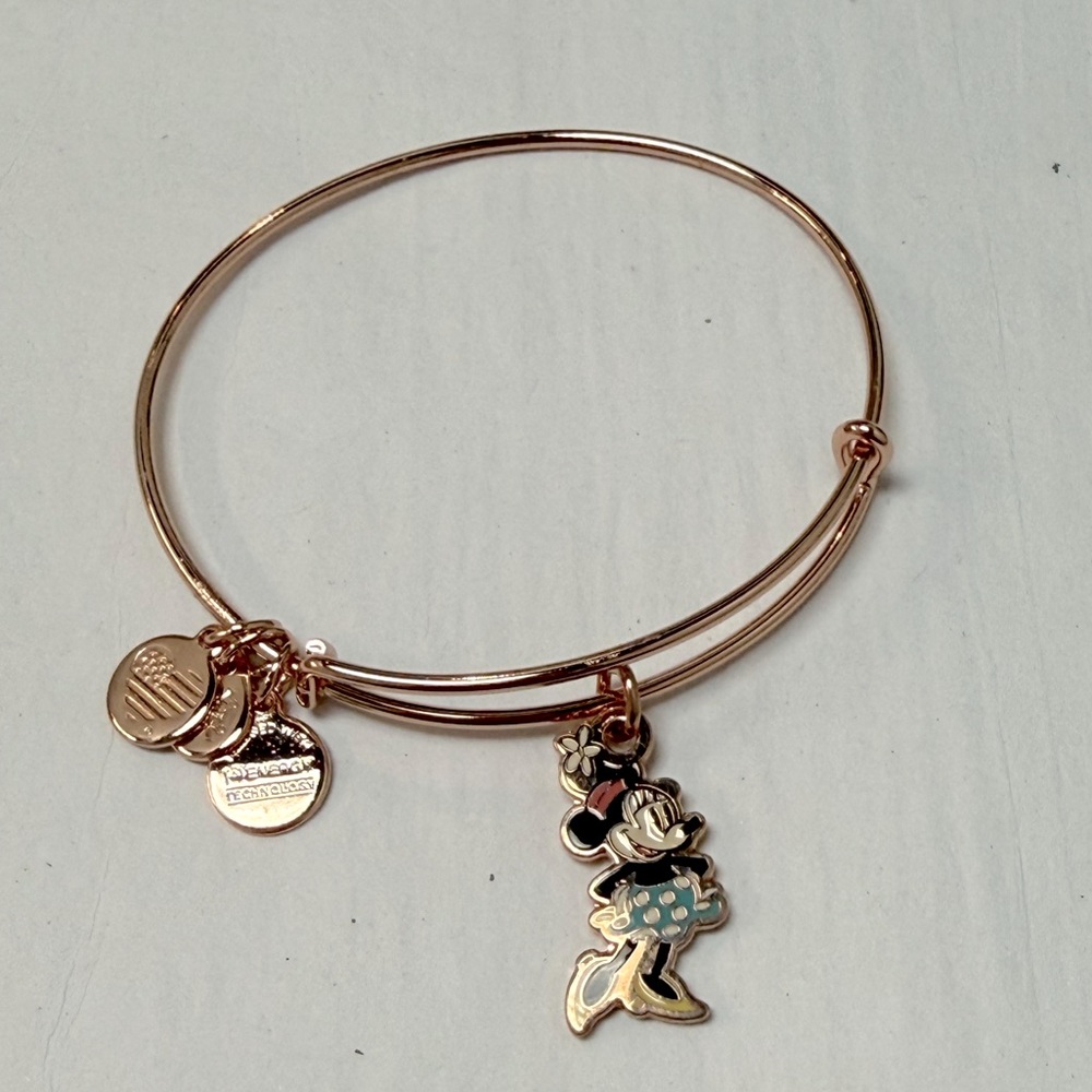 Alex and Ani Disney Rose Gold Minnie Mouse Charm Bracelet